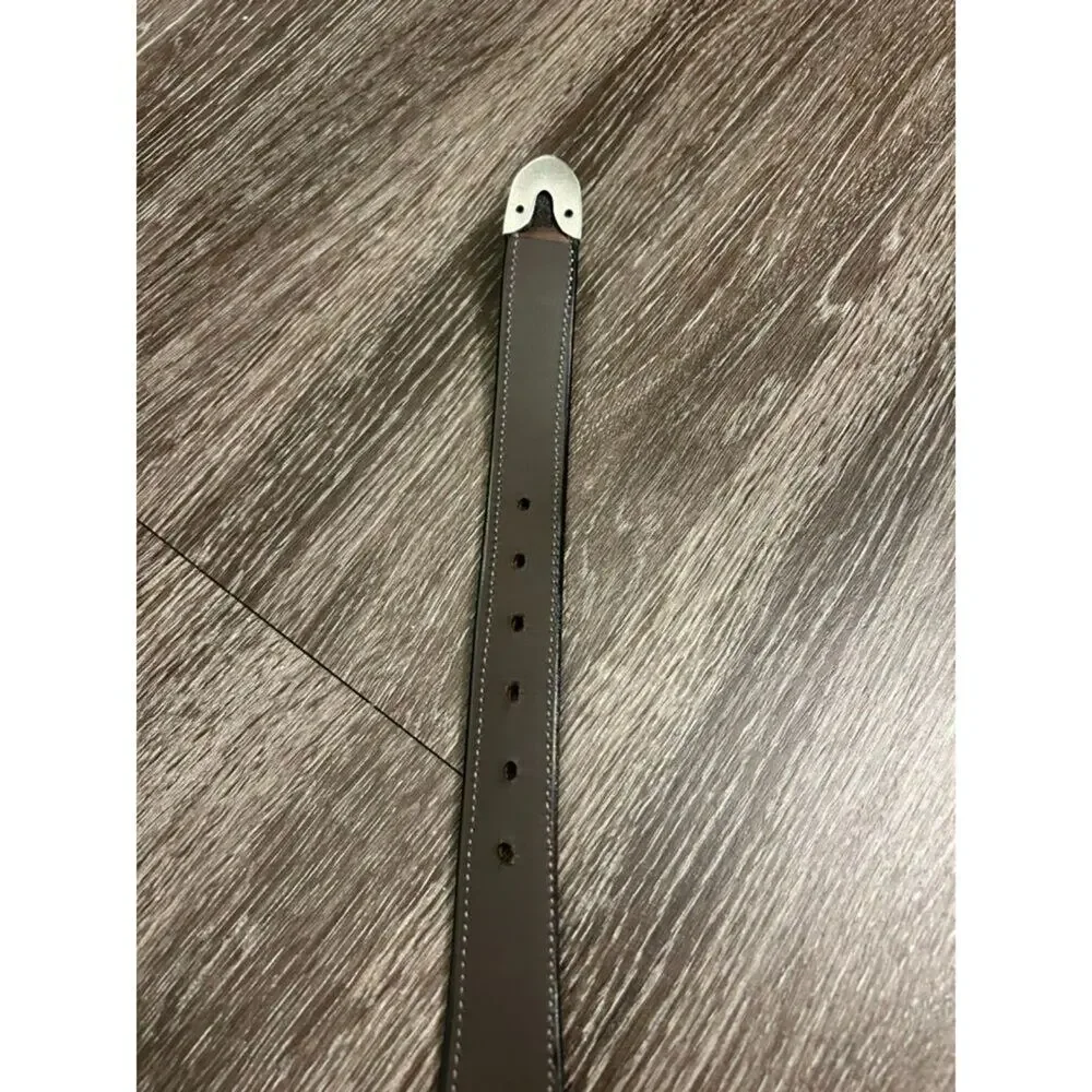 James Culver Handmade Leather Belt Brown Exotic Silver Tone Western Vintage